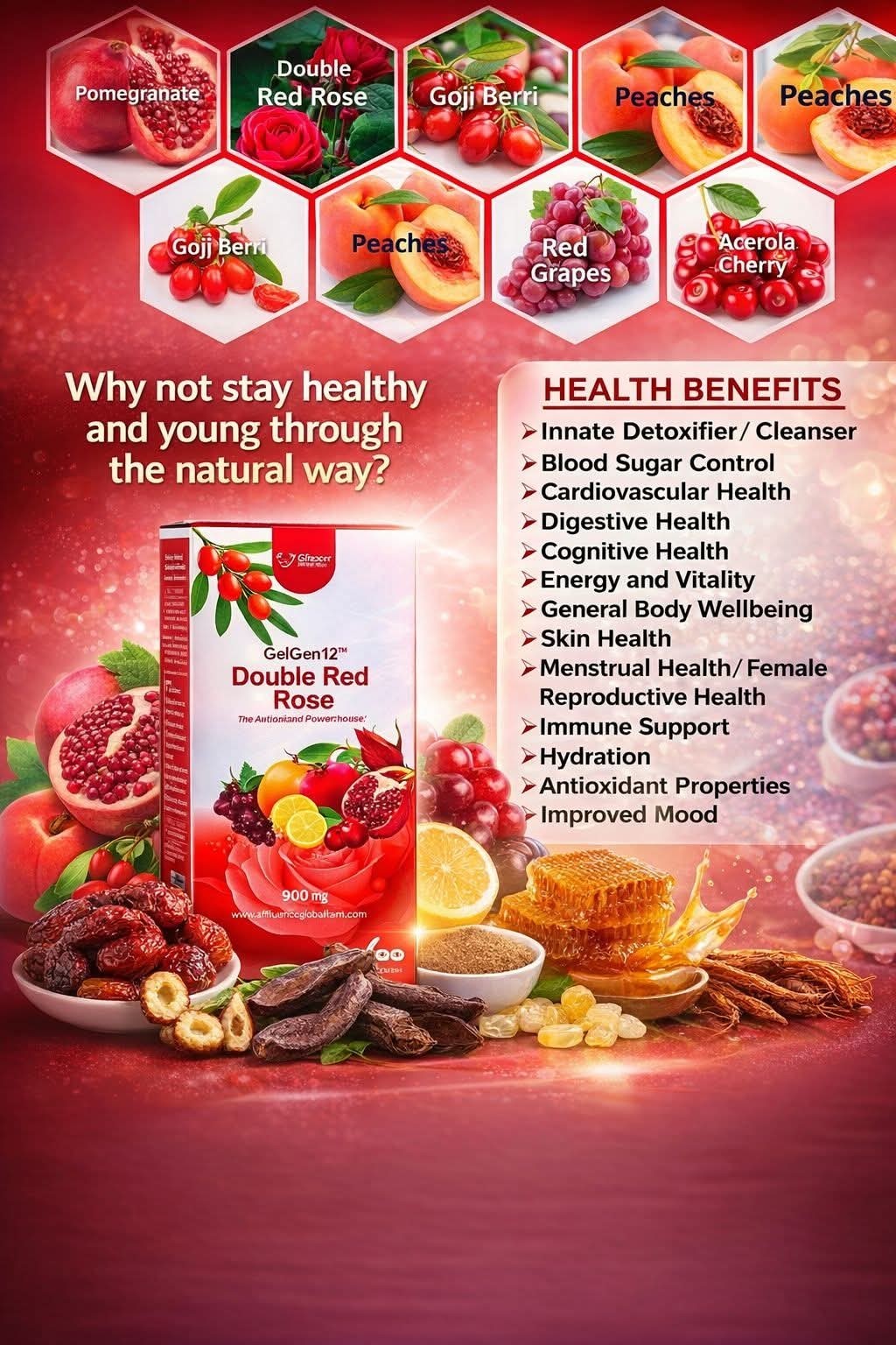 CelGen12™ (Double Red Rose)Powered by N-Acetyl L-Cysteine (NAC)