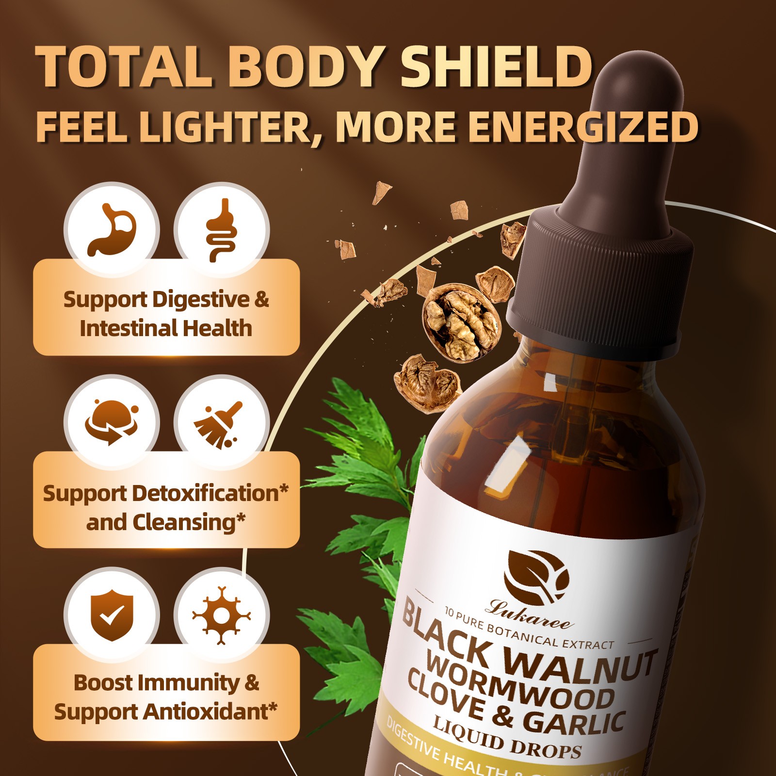 60ML Black Walnut Wormwood Tincture – Rapid Gut Cleanse & Digestive Health