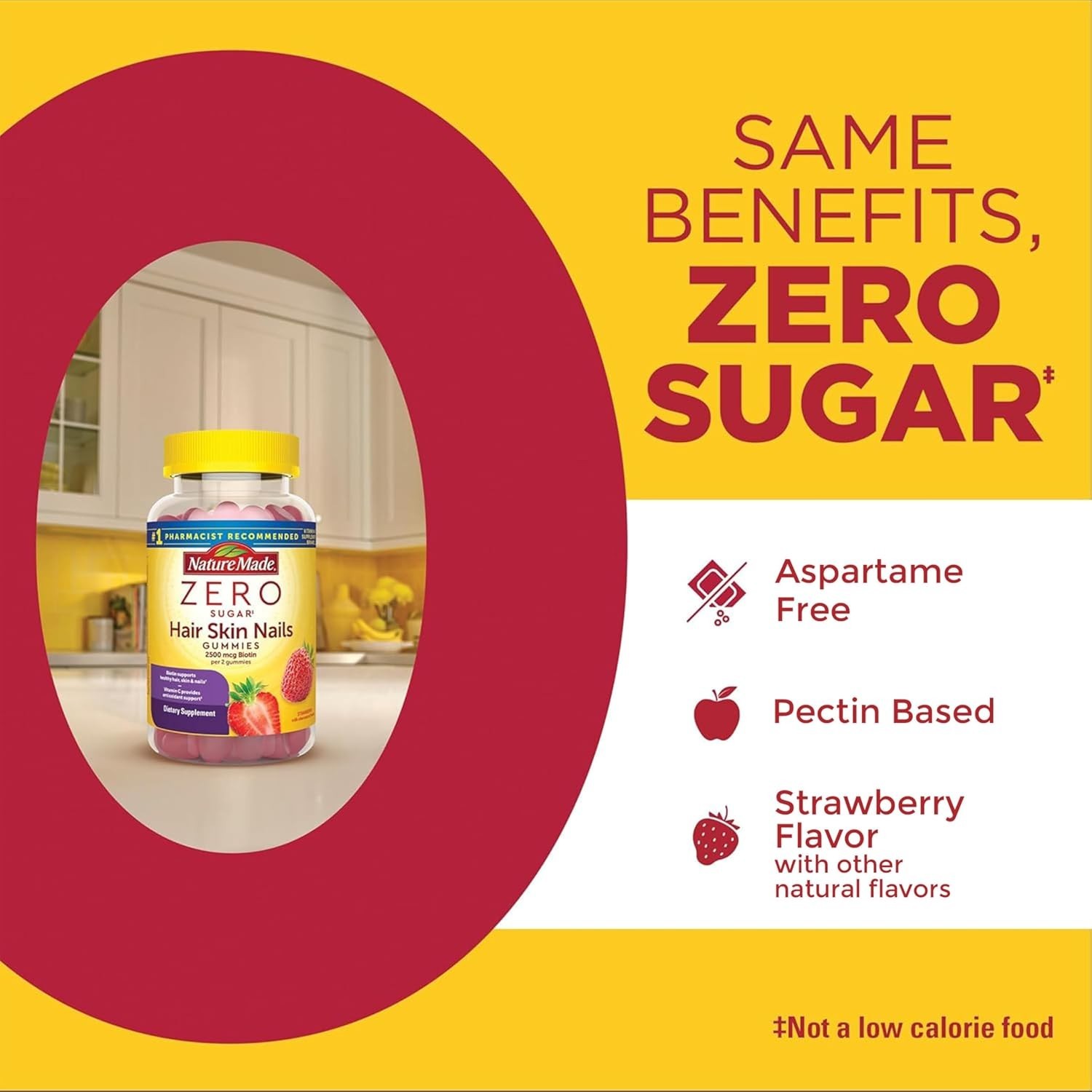 120 Count Sugar Free Biotin Gummies for Healthy Hair, Skin & Nails – Strawberry