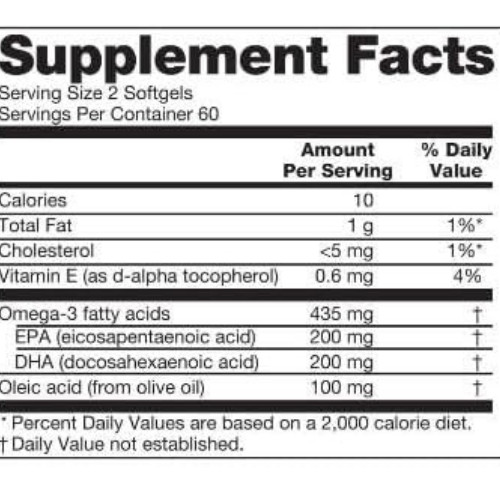 Omega 3 Fish Oil Softgels 120 Capsules EPA DHA Heart Brain Eye Support