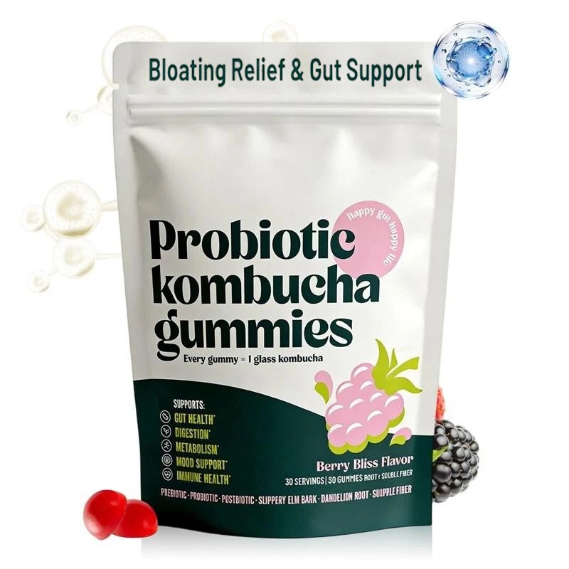 Probiotic Kombucha Gummy – Prebiotics, Probiotics, Postbiotics, Fiber Supplement