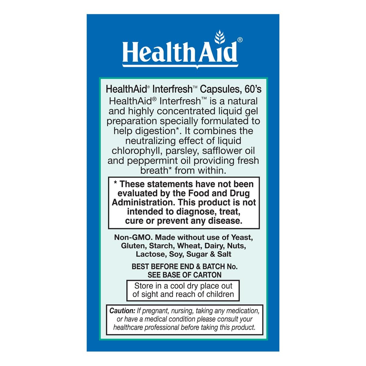 HealthAid Interfresh, 60 Soft Gel Capsules, Twice Daily, Fights Bad Breath an…