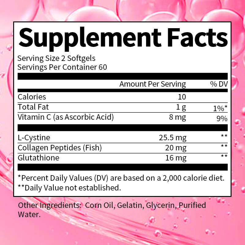 Glutathione Collagen Skin Whitening Pills Anti Aging Strengthen Bones 120 Pcs