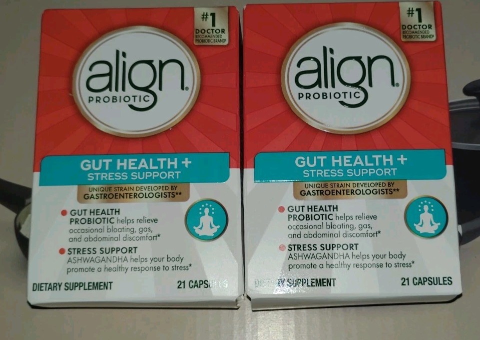 2 Boxes Align Probiotic Digestive De-stress Probiotic Ashwagandha EXP 7/2028