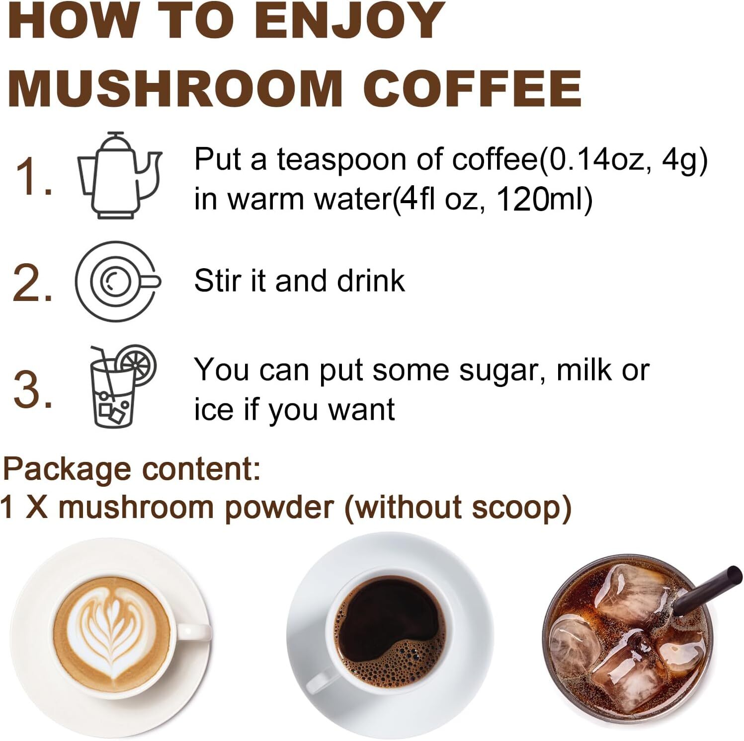 Organic Instant Coffee Powder Mushroom Coffee 227GBrain& Memory Focus Boost