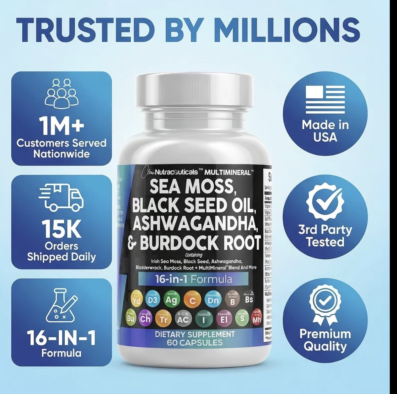 Sea Moss 3000Mg Black Seed Oil 2000Mg Ashwagandha 1000Mg Turmeric 1000Mg Bladder