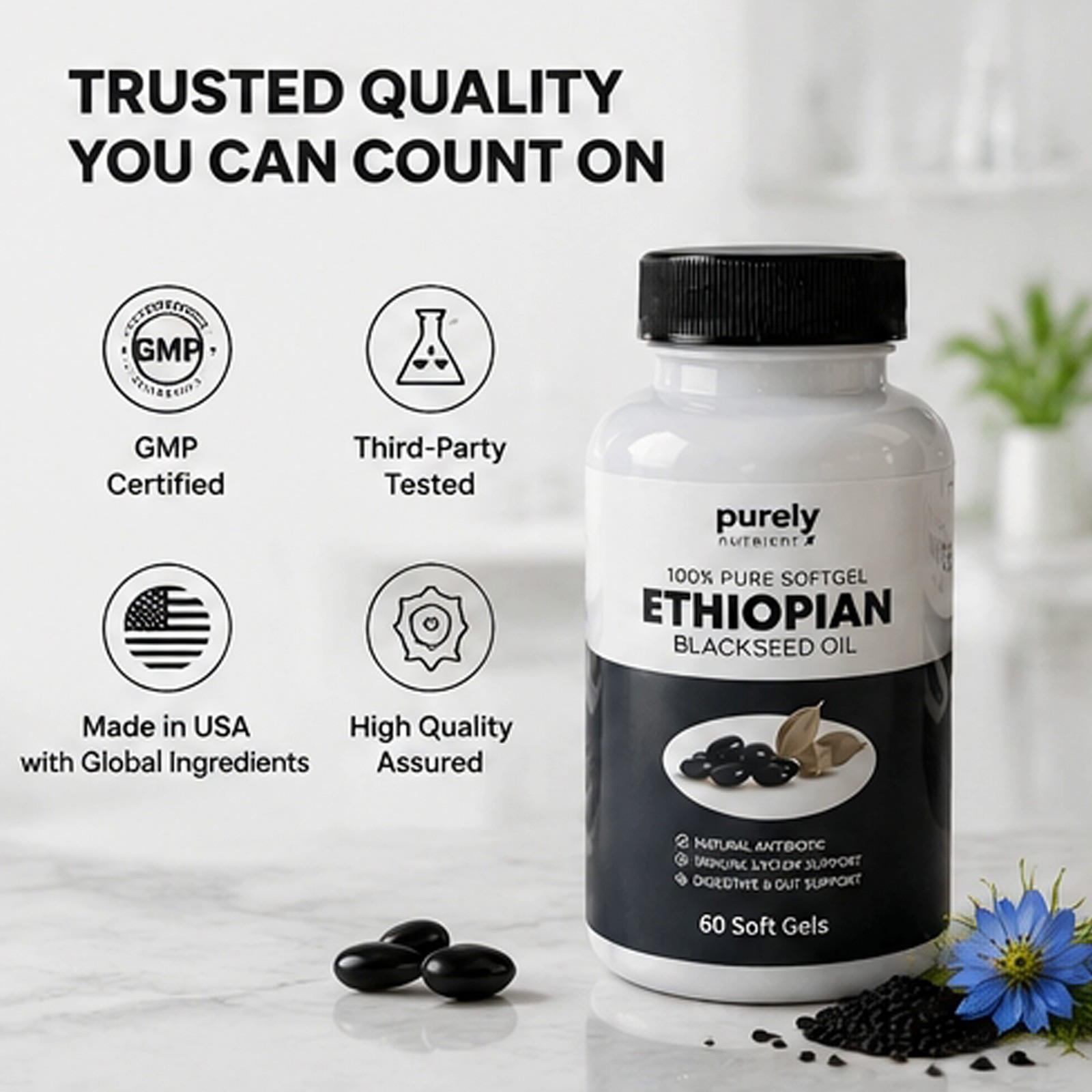 Ethiopian Black Seed Oil Softgels 100% Pure Natural NEW!