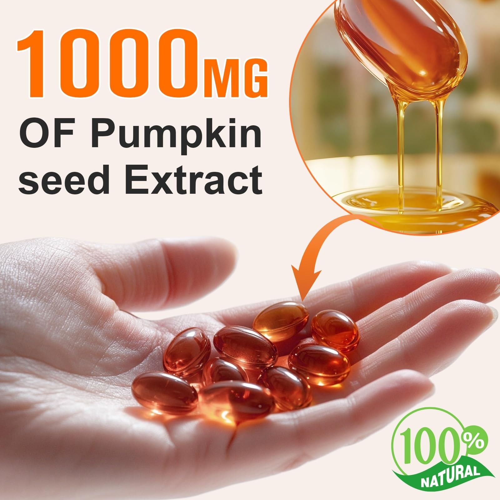 Pumpkin Seed Oil Capsules with Saw Palmetto – Cold Pressed, Prostate & Hair Supp