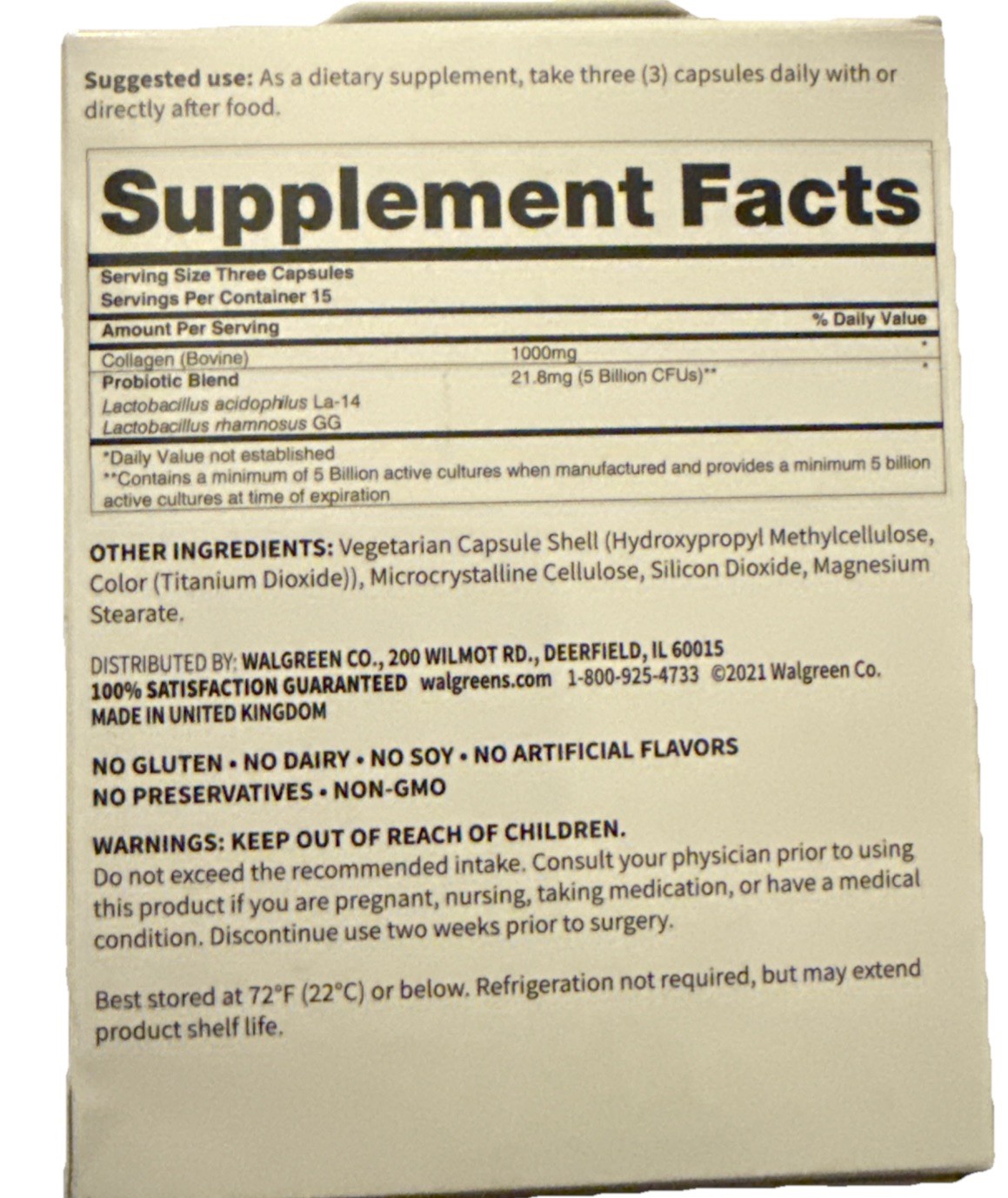 Walgreens Probiotic With Collagen EXP 02/2026