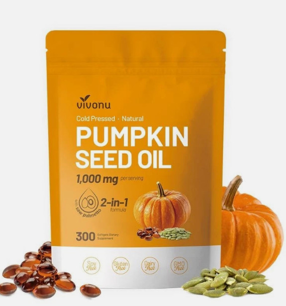 VIVONU Pumpkin Seed Oil 1000mg with Saw Palmetto 300 Softgels