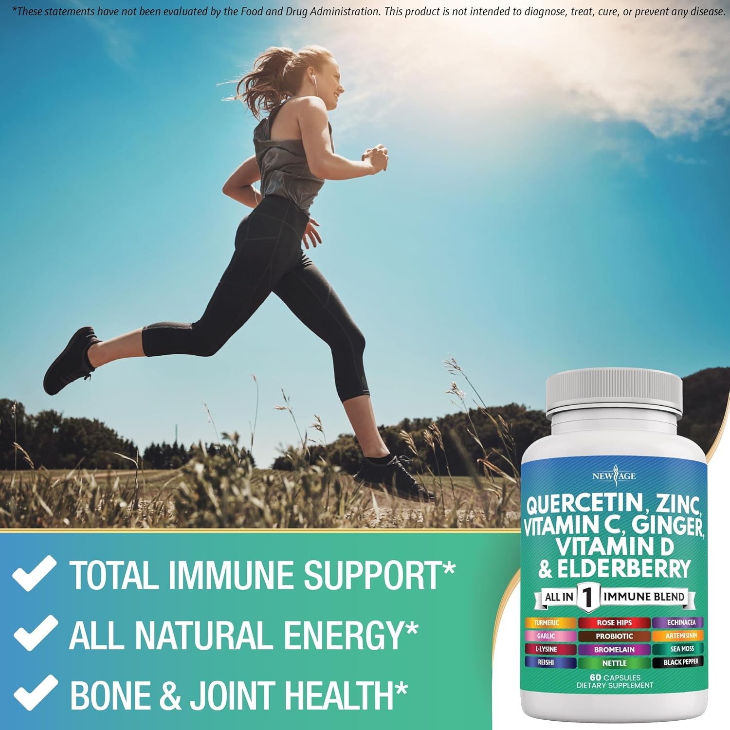 Zinc Vitamin C,D Bromelain-Nettle Supplement withArtemisinin,Echinacea-120 Count