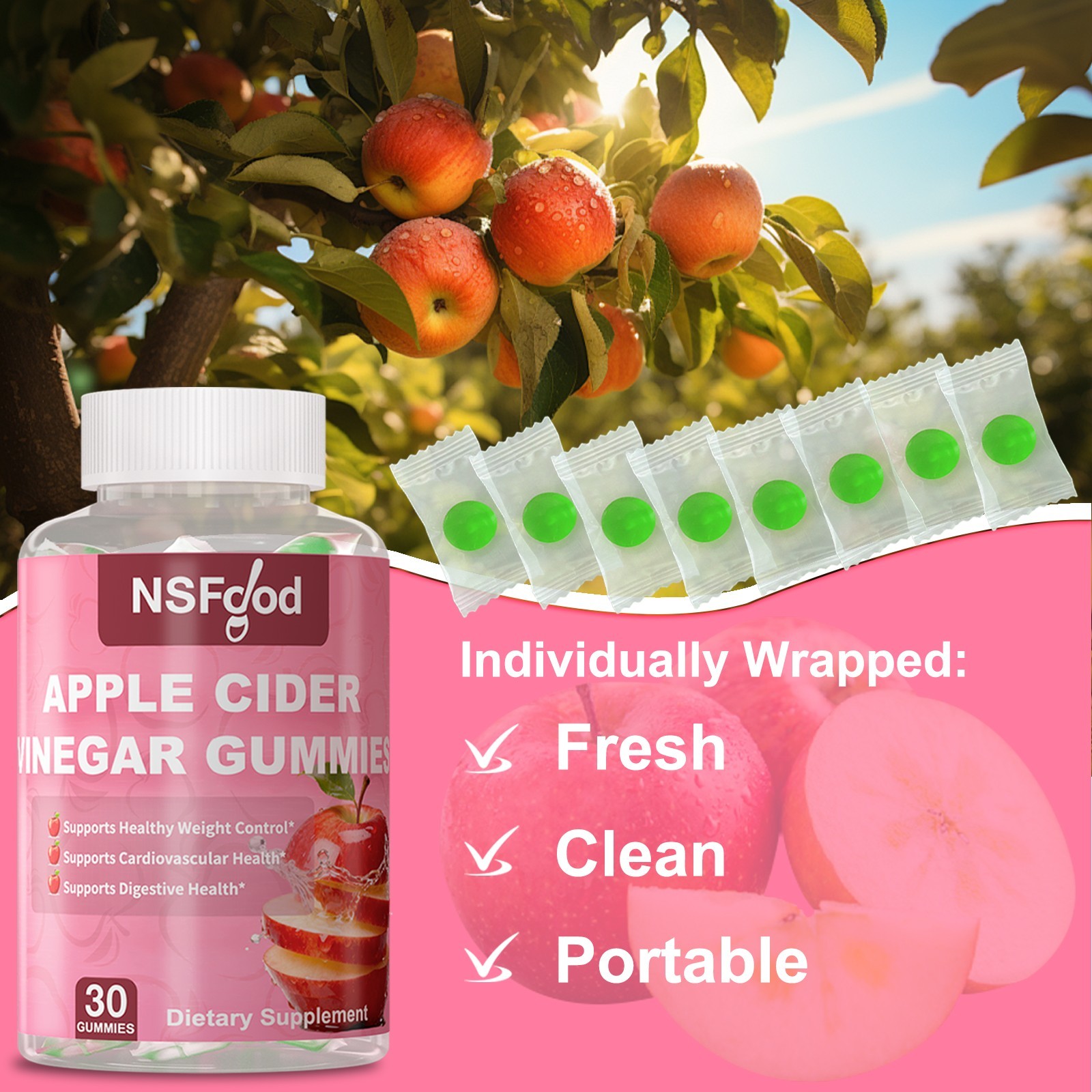 Sugar Control Keto ACV Gummies Apple Cidar Vinegar 1000MG Weight Management 30ct