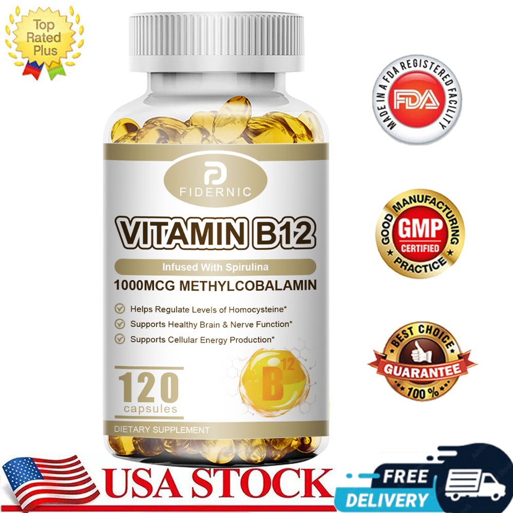 Vitamin B12 (Methylcobalamin) 1000mcg, 120 Capsules High Strength – Non-GMO