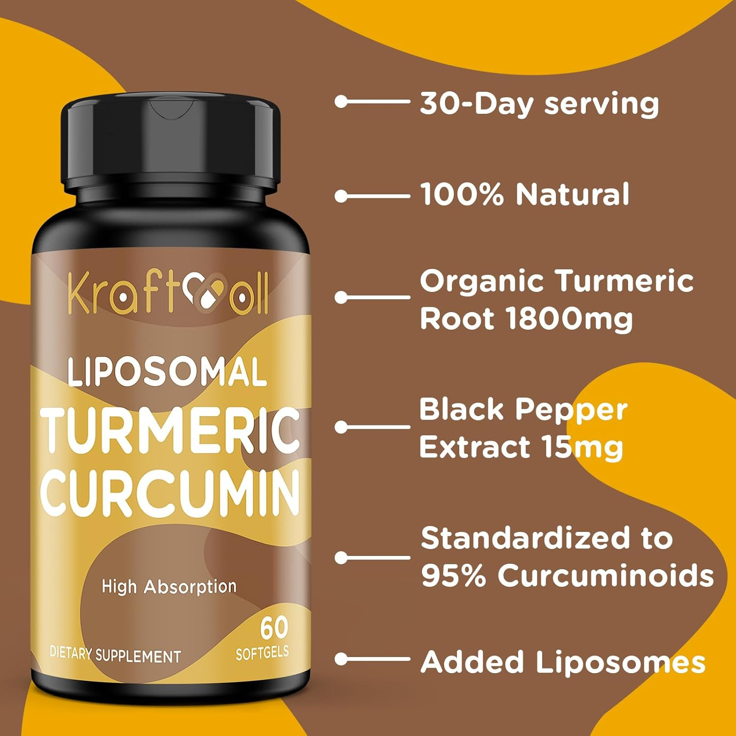 Liposomal Turmeric Curcumin 2200 Mg with Black Pepper for Enhanced Absorption an
