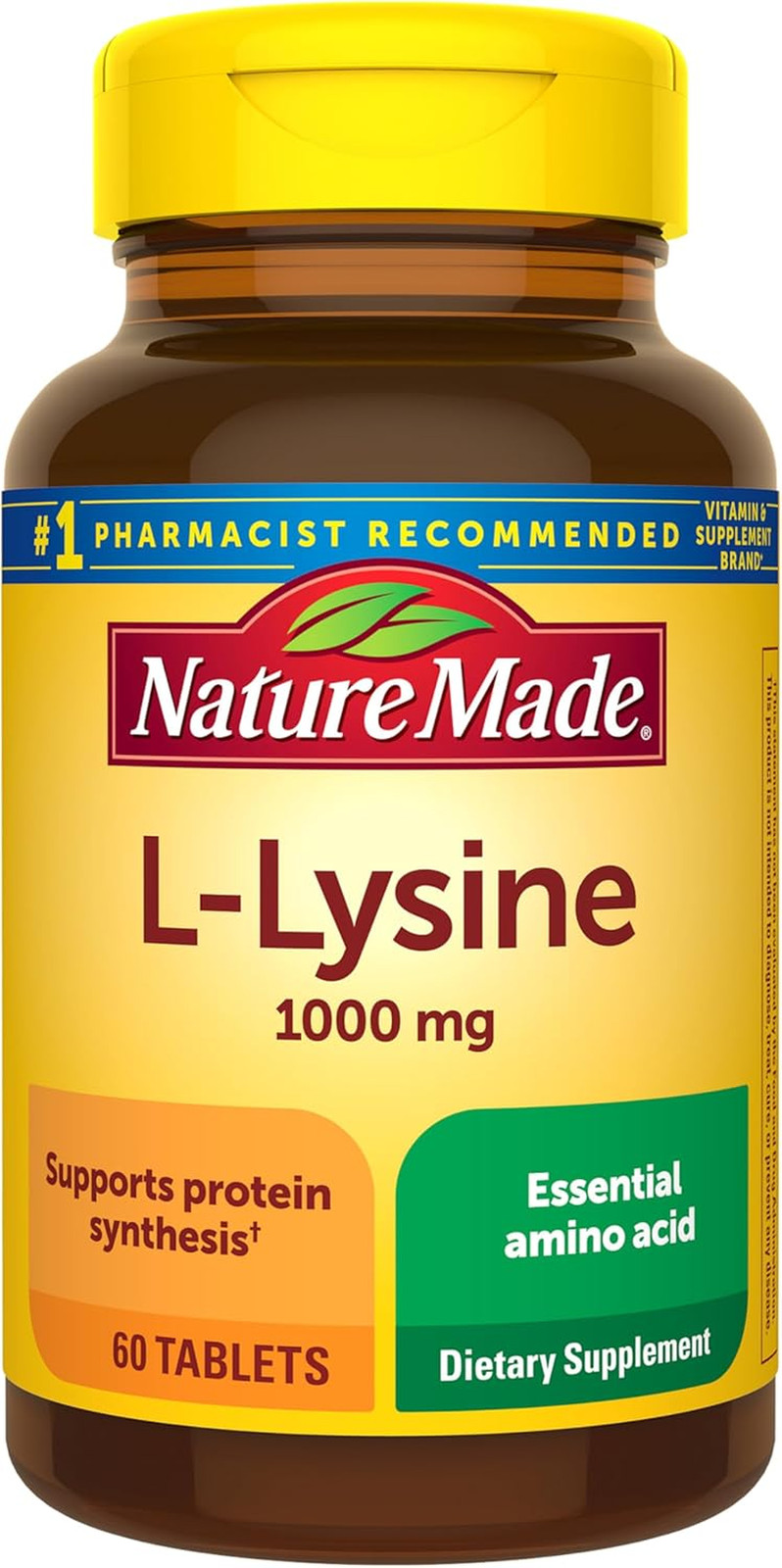 Nature Made L-Lysine 1000mg Amino Acid Dietary Supplement 60 Tablets NEW