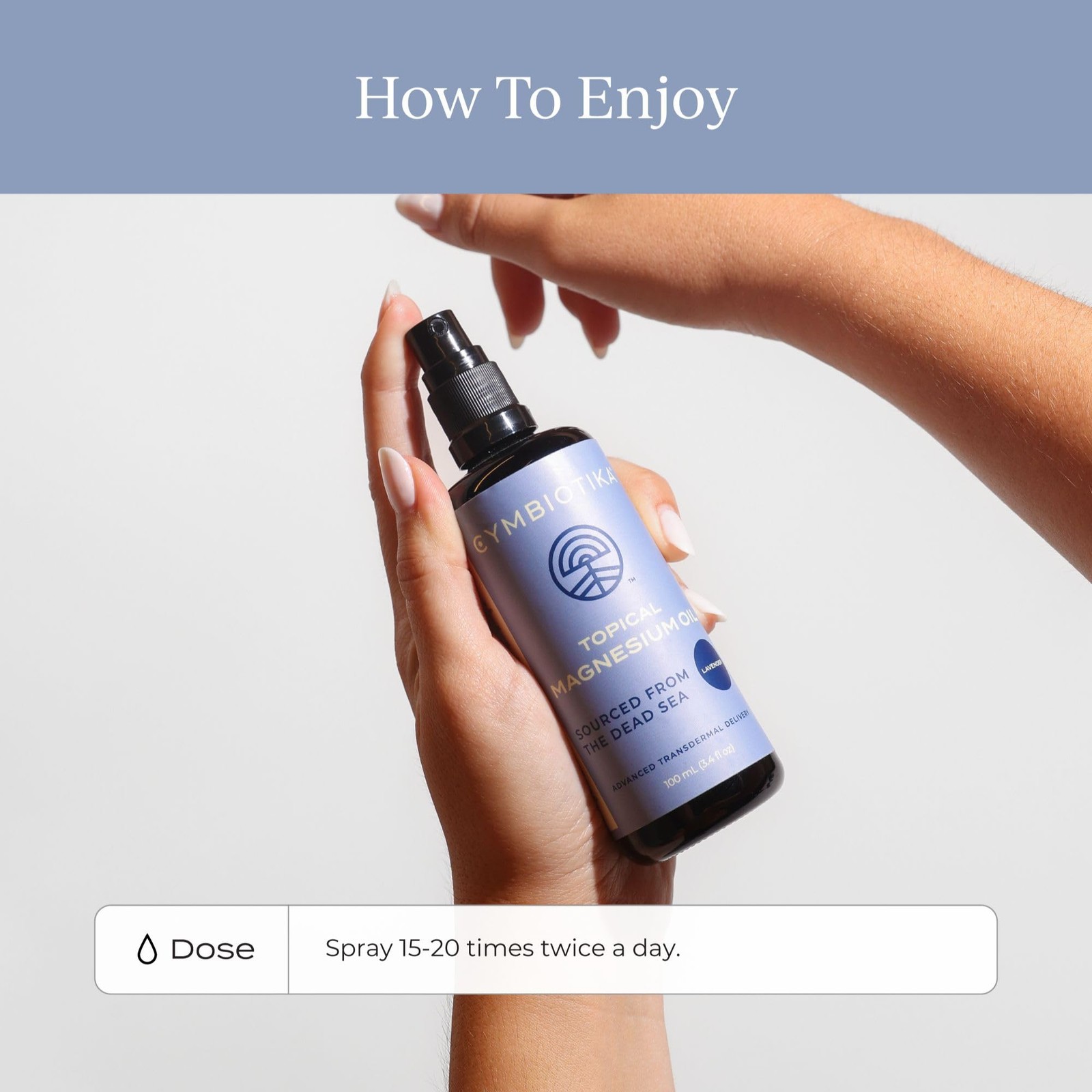 CYMBIOTIKA Topical Magnesium Oil Spray for Body, USA 3.4 Fl Oz (Pack of 1)