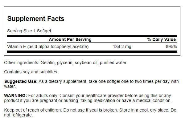Swanson Natural E – 200 100 Sgels 134.2 mg (200 IU) – Wellness Balance Vitamin