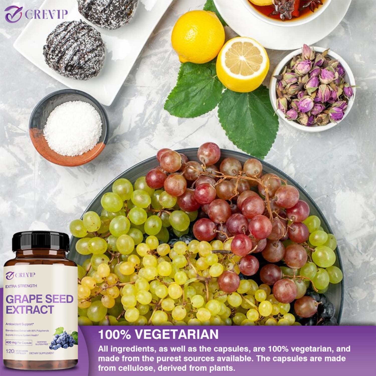 Grape Seed Extract 400mg -Anti-inflammatory, Antioxidants, Cardiovascular Health