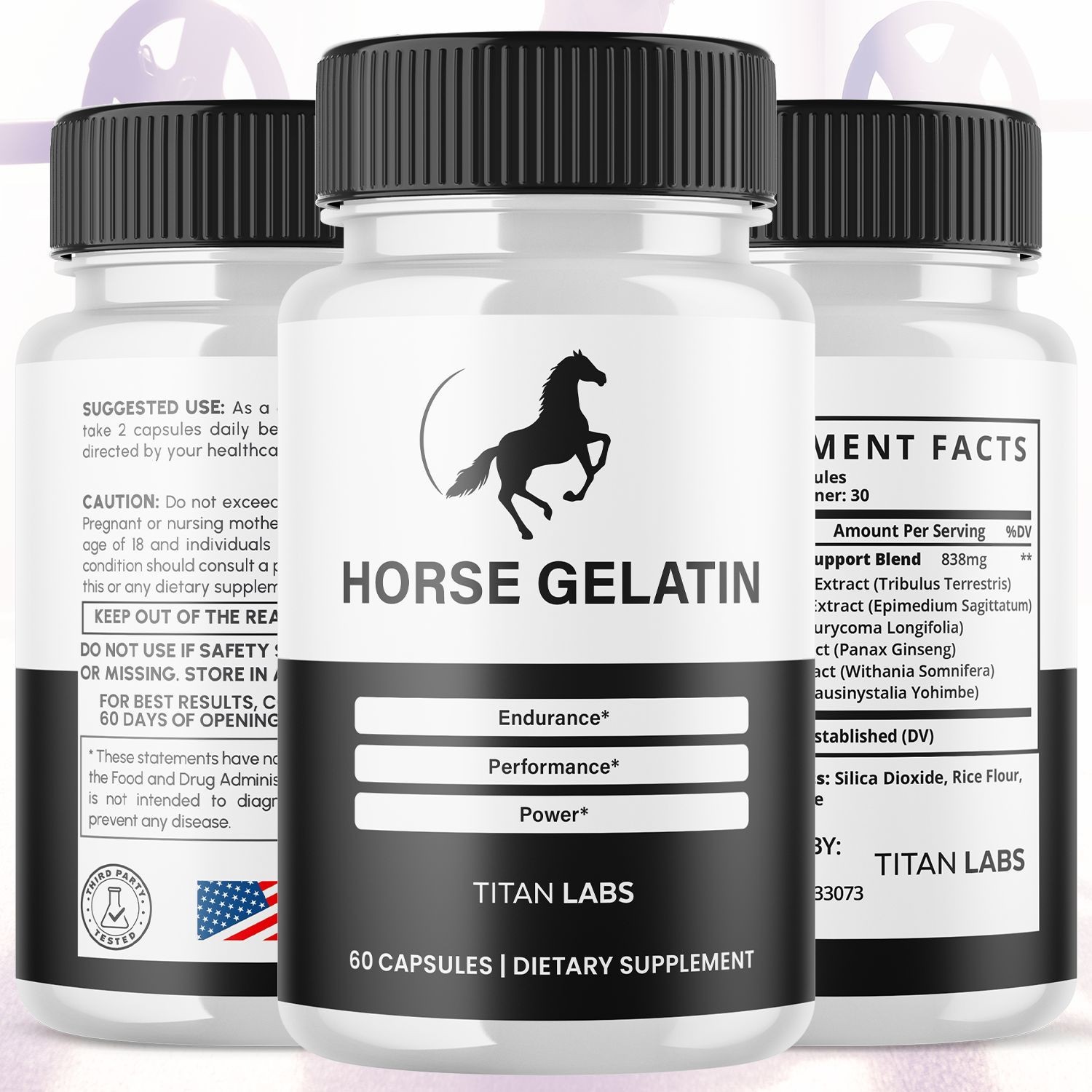 (1 Pack) Horse Gelatin Advanced Male Support Supplement HorseGelatin 60 Capsules