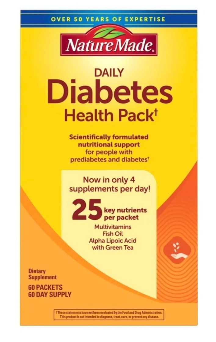New Sealed Nature Made Daily DIABETIC Health Pack 60 Packets 60 Day Supply