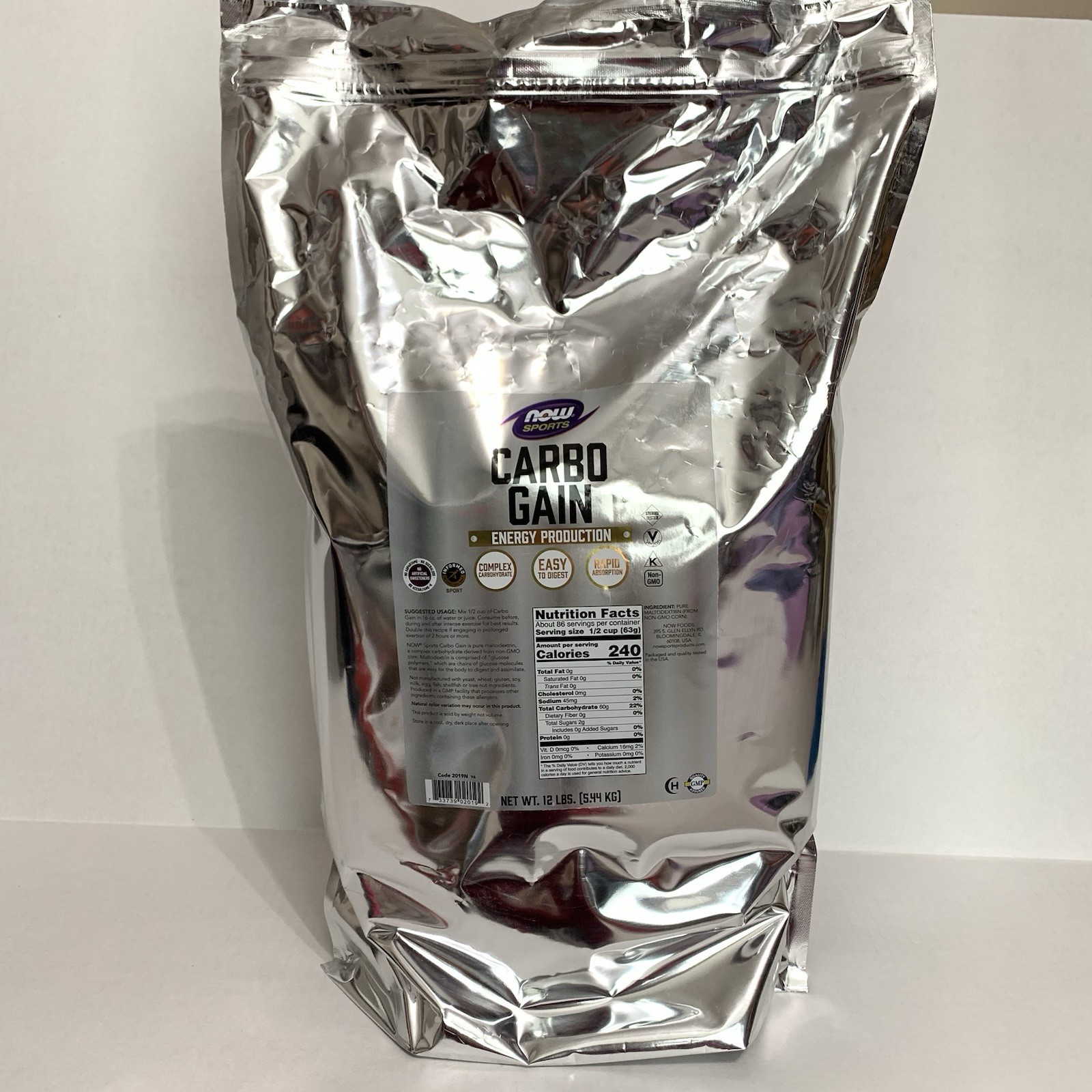 NOW Foods Carbo Gain 12lb Powder Pure Maltodextrin Exp:06/2029