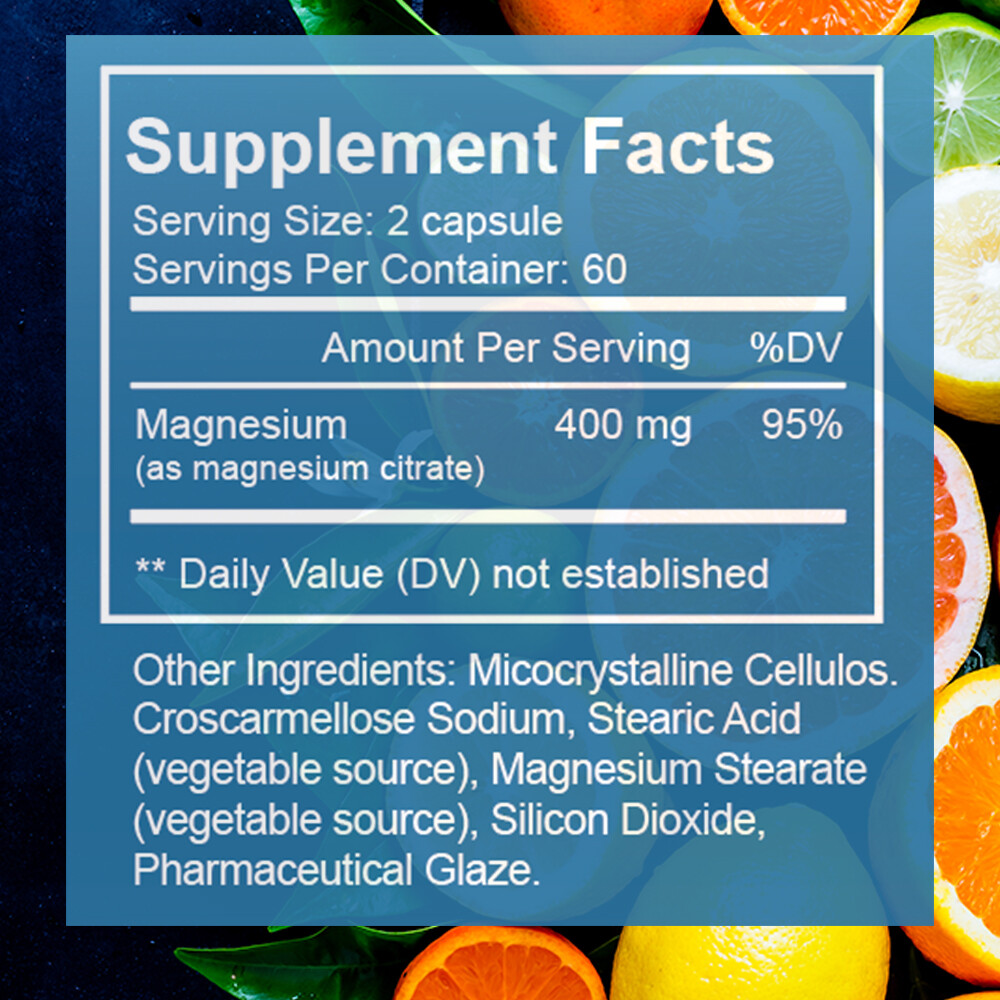 Magnesium Citrate Capsules Extra Strength High Absorption Magnesium Supplement