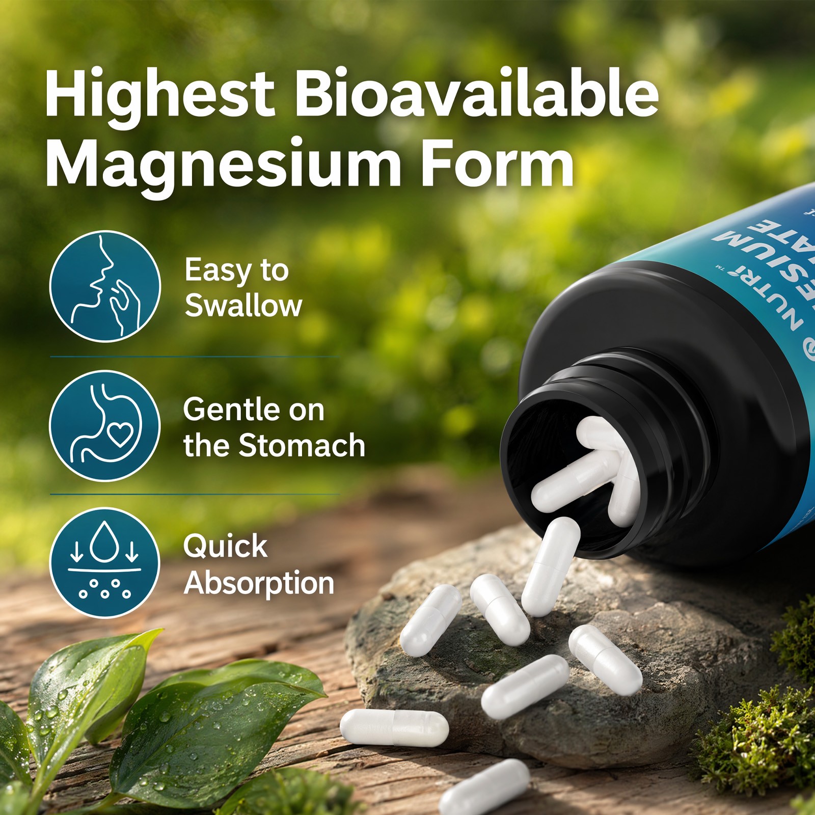 Magnesium Glycinate 500mg – 240 Capsules For Sleep, Stress Relief Support Bone