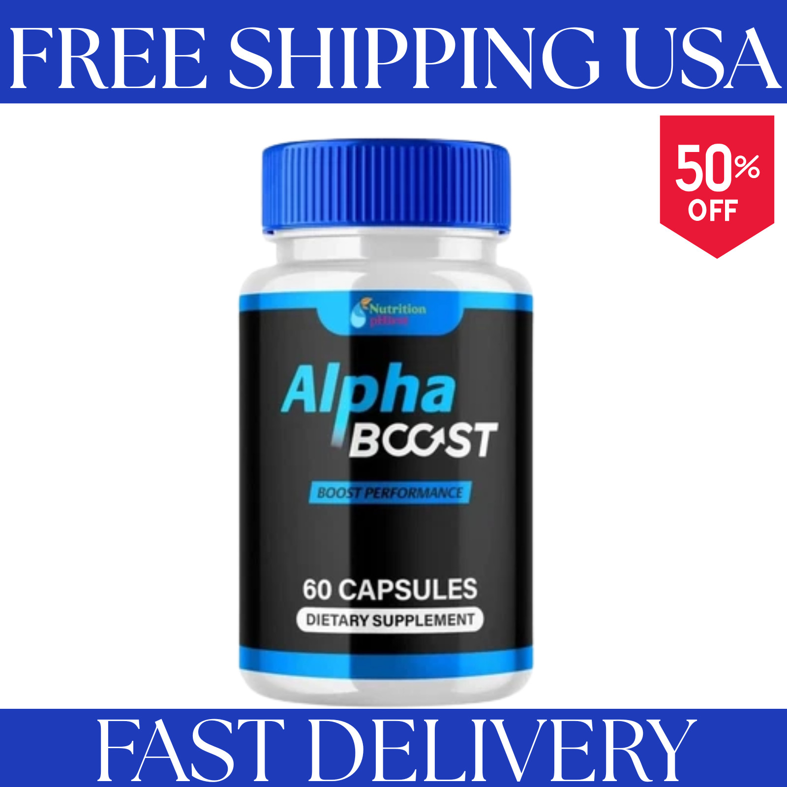 Alpha Boost innovative Supplement for Men with Natural Ingredients 60 Capsules.