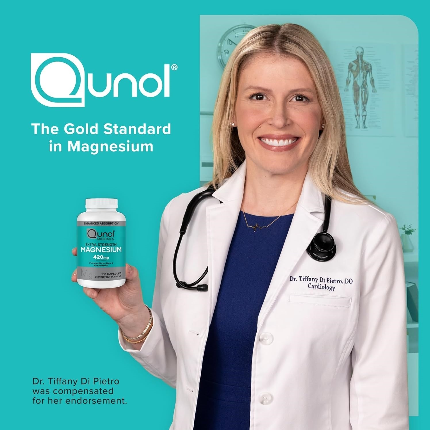 Qunol Magnesium 420mg Capsules – High Absorption, Extra Strength, 180 Count