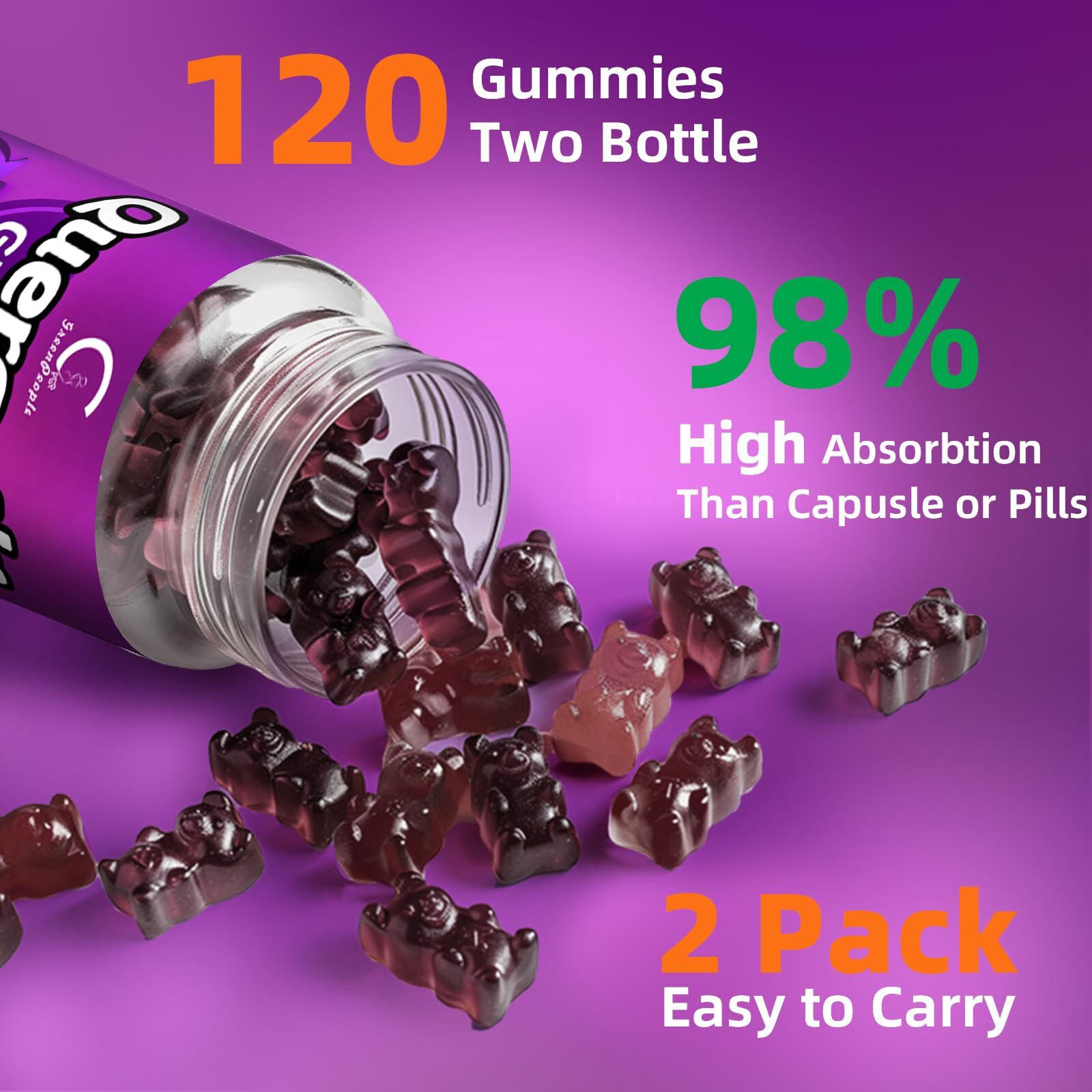 QUERCETIN GUMMIES Adults Kids with Vitamin C Zinc 60ct 2 Pack GPGP GREENPEOPLE