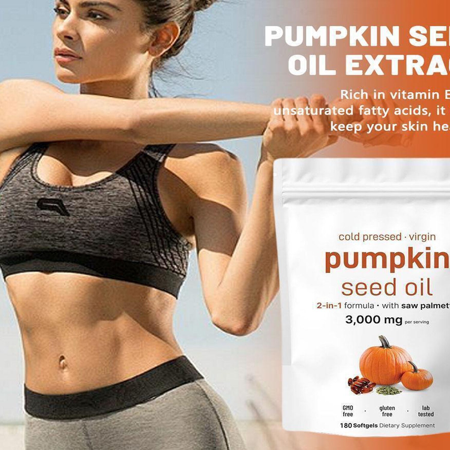 1Pack Pumpkin Seed Oil with Saw Palmetto 180Softgels | 3000 mg Herbal Supplement