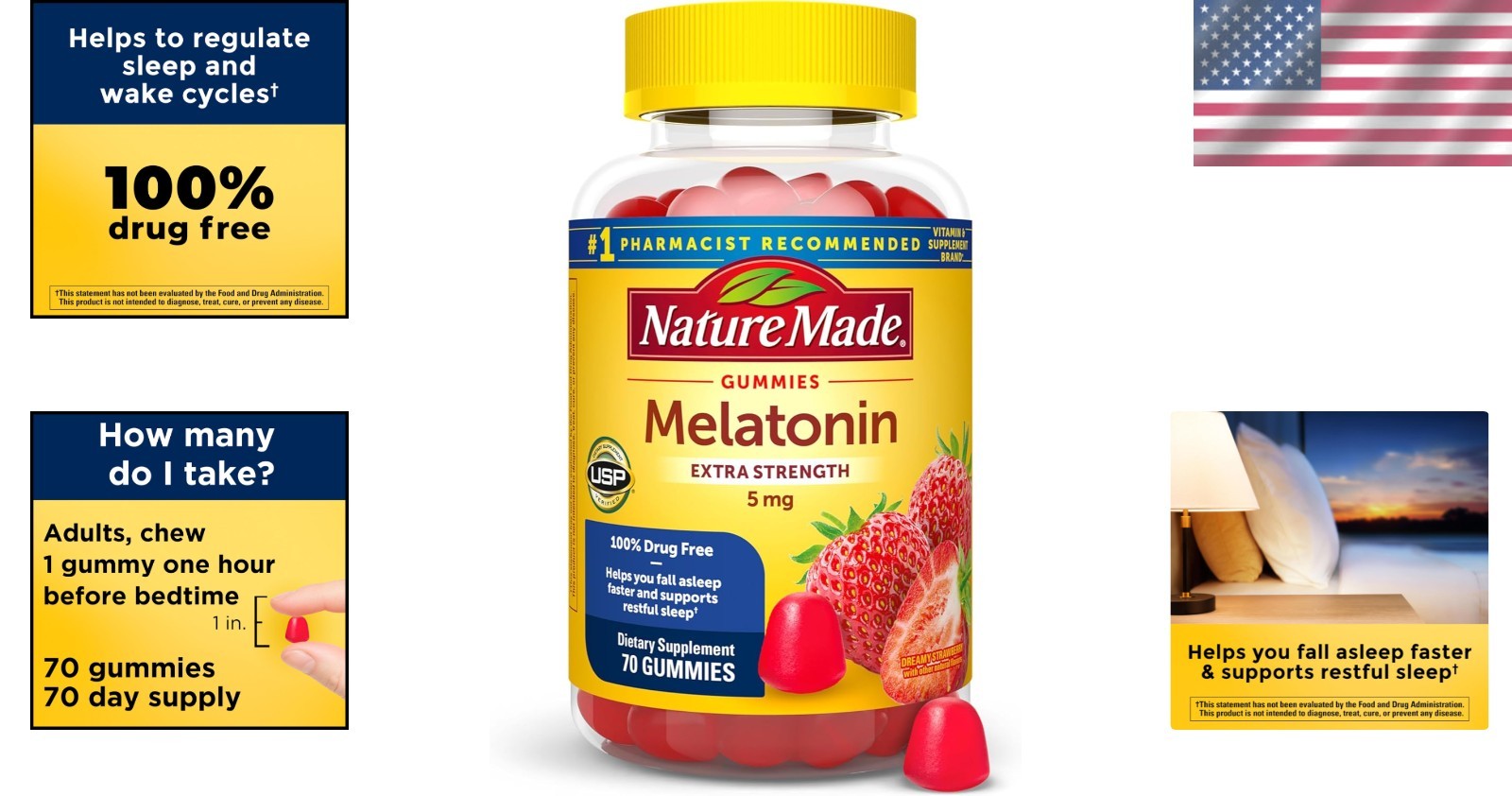 Dreamy Strawberry Melatonin Gummies 5mg – Extra Strength Sleep Support, 70 Count
