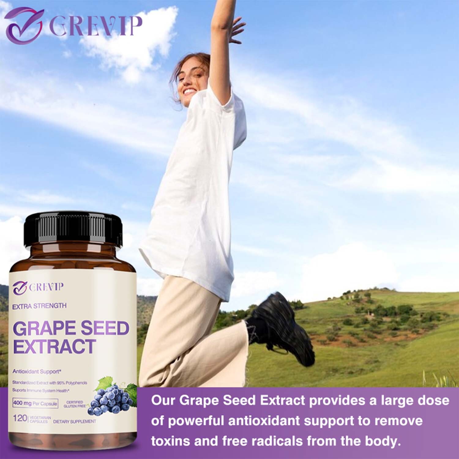 Grape Seed Extract 400mg -Anti-inflammatory, Antioxidants, Cardiovascular Health