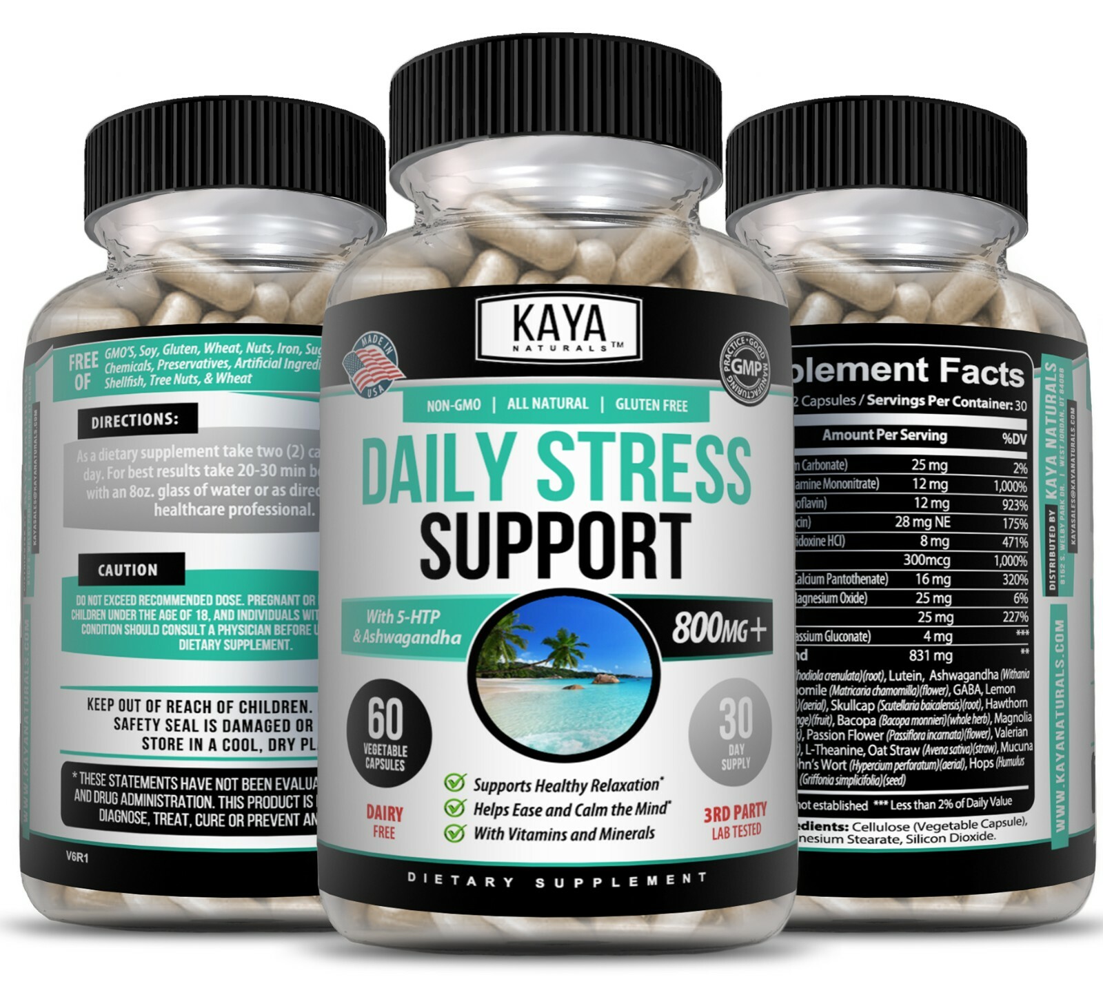 (2 Pack) Natural Anti Anxiety & Stress Relief 60 Ct, Combat Stress, Non-Drowsy
