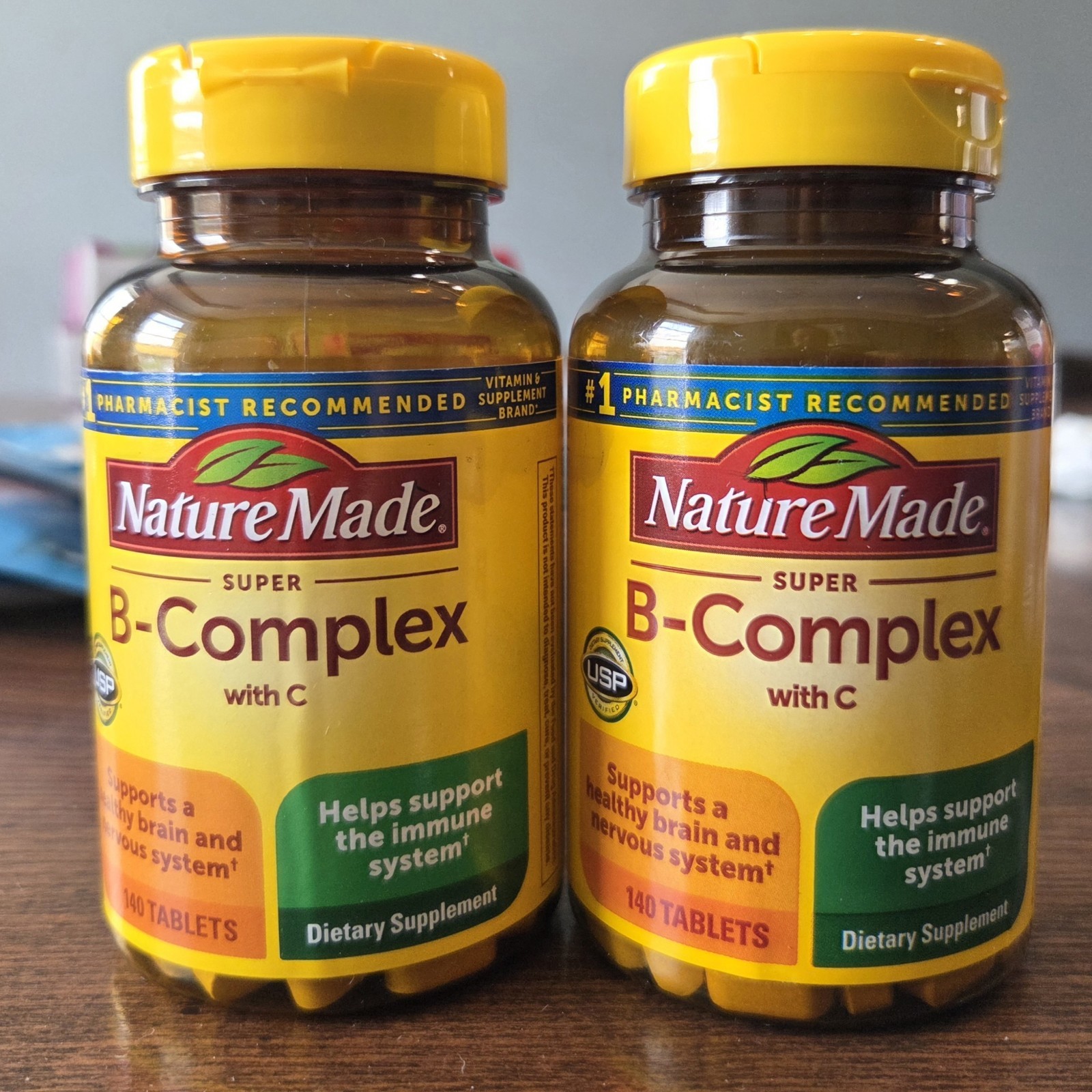 2 Pack Super B Complex with Vitamin C B12 B6 Folic Acid Biotin, 280 Tabs (2×140)