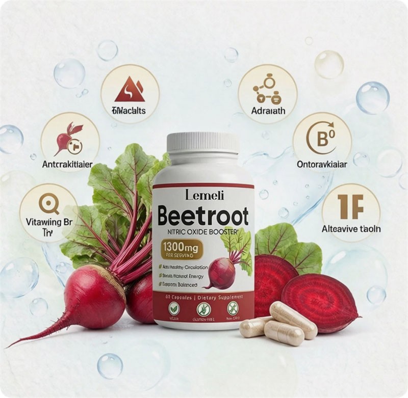 3x Lemeli Beetroot – 1300mg, Lemeli Beet Root Supplement 60 Capsules