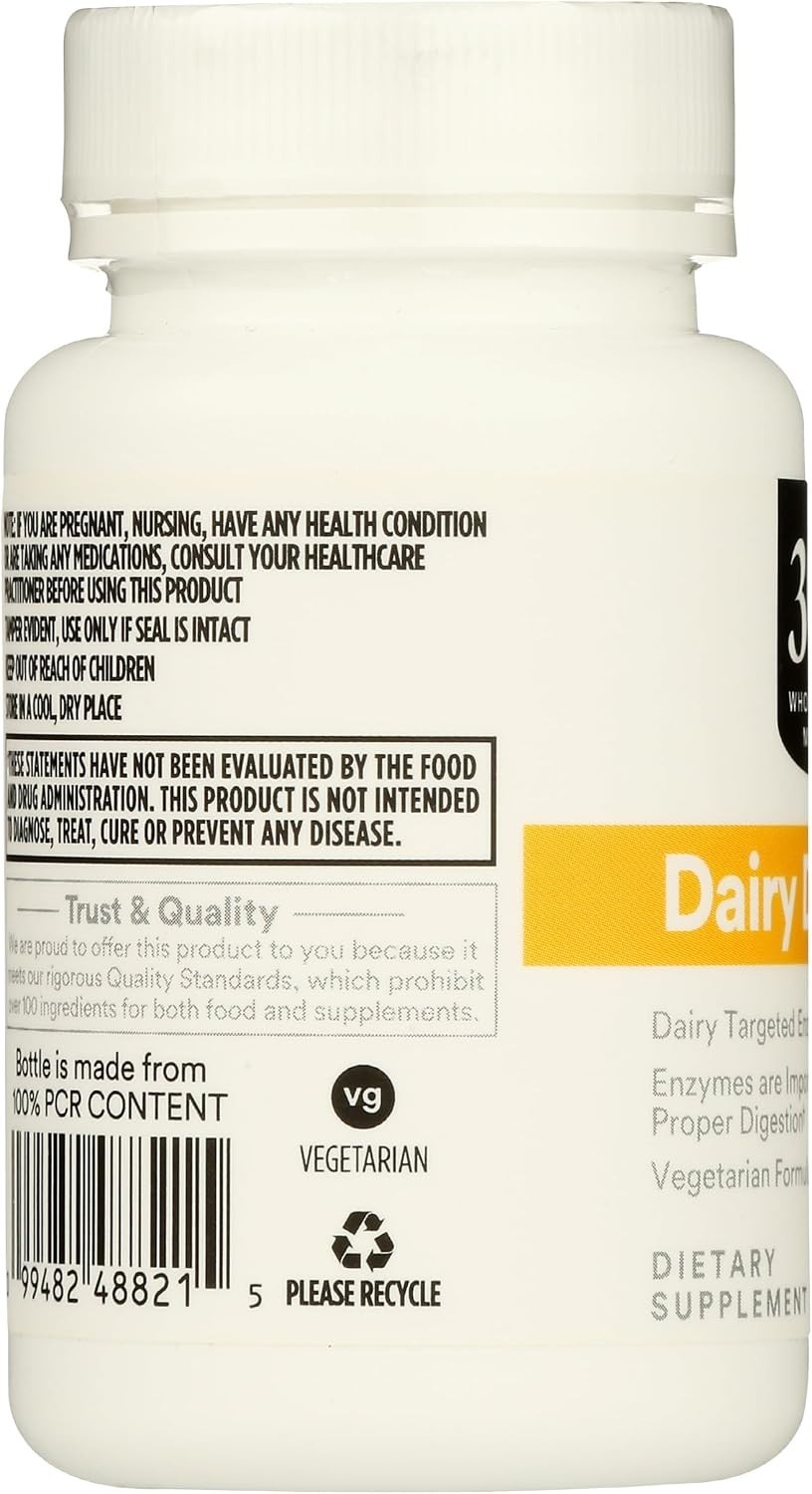 60 Count Dairy Digestive Enzymes: Unflavored Capsules for Supreme Digestion