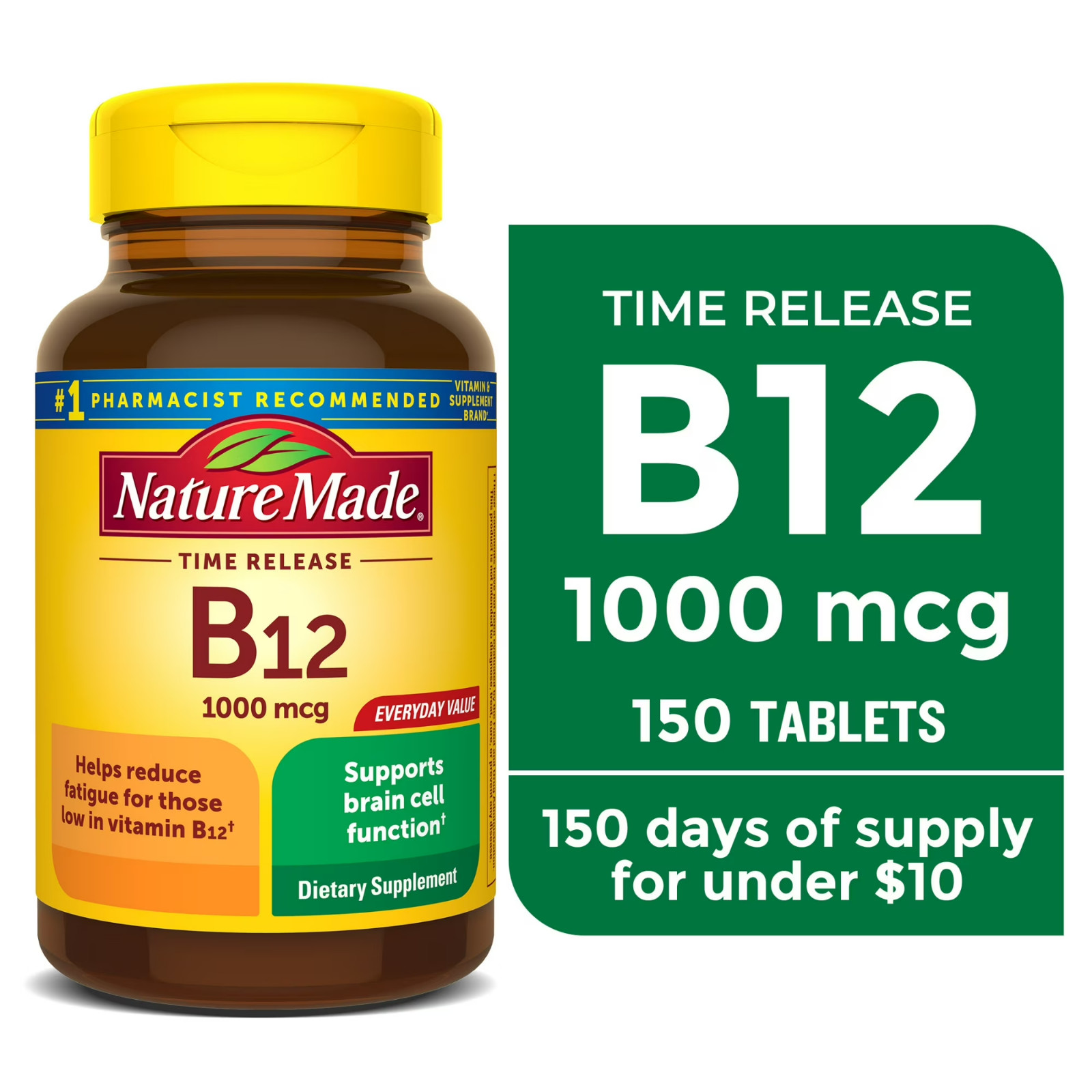 Vitamin B12 1000 Mcg Time Release Tablets, Dietary Supplement, 150 Count