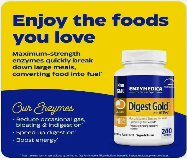 Enzymedica Digest Digestive Gold Support Supplement – 240 Capsules Free Shipping