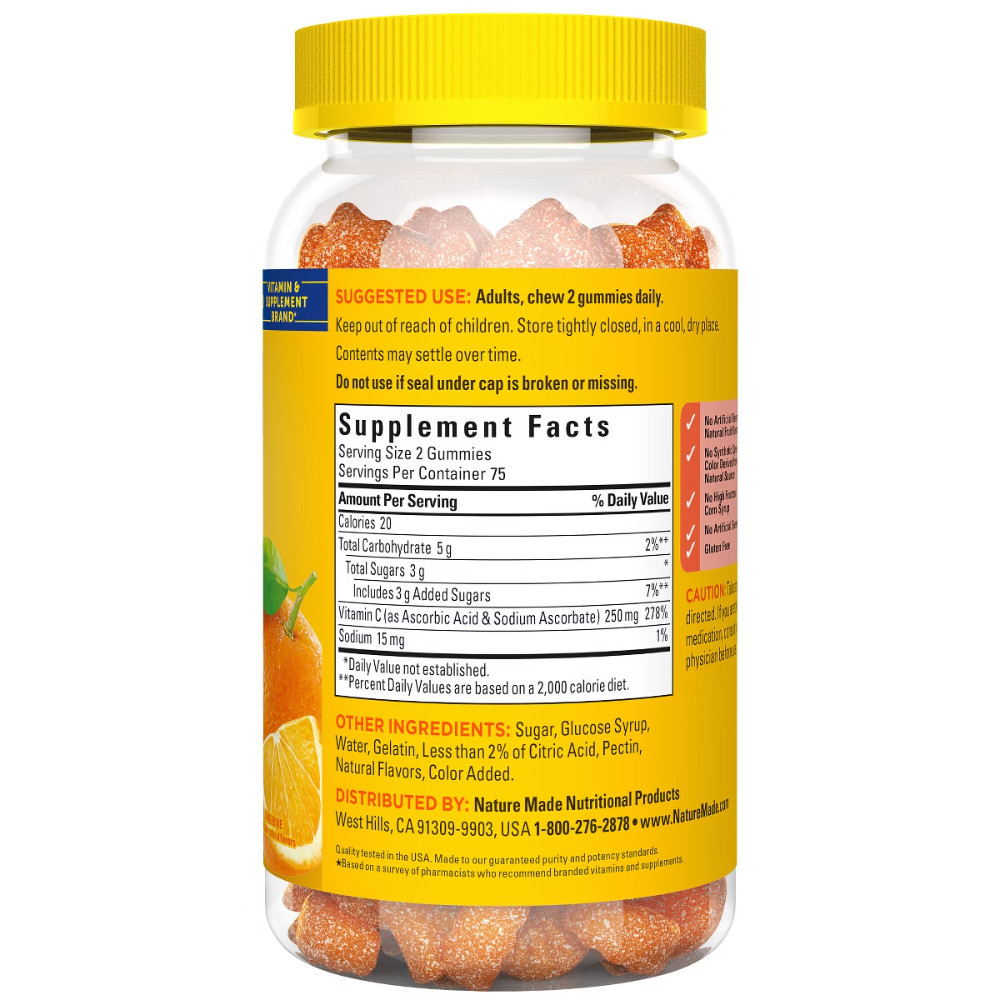 Nature Made Vitamin C 250mg Per Serving f – Tangerine Flavored – 150ct