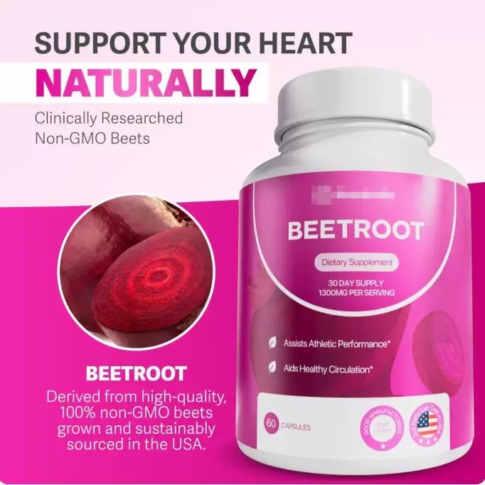 3pcs Rosabella Organic Beet Root 60 Capsules Natural Energy Boost Blood Pressure