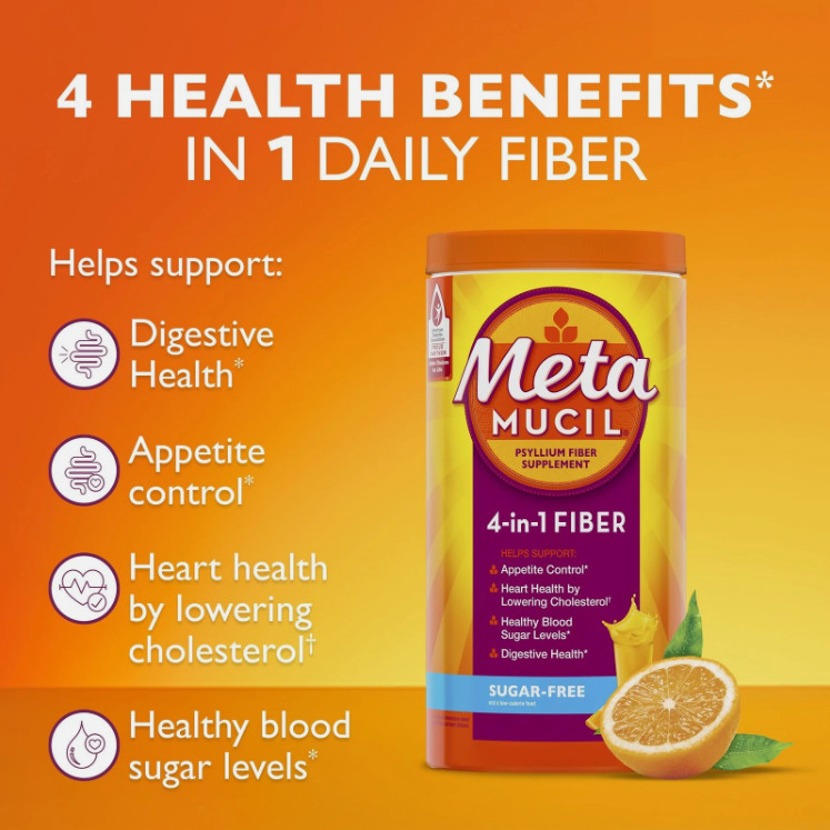 Metamucil 4-in-1 Psyllium Husk Fiber Supplement Sugar-Free 23.3oz, 114 tsp 7/26