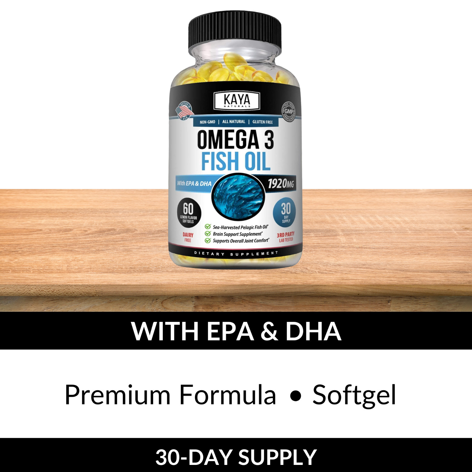 Omega 3 Gummies 60ct, Supports Joint Inflammation, Heart, Brain & Overall Health