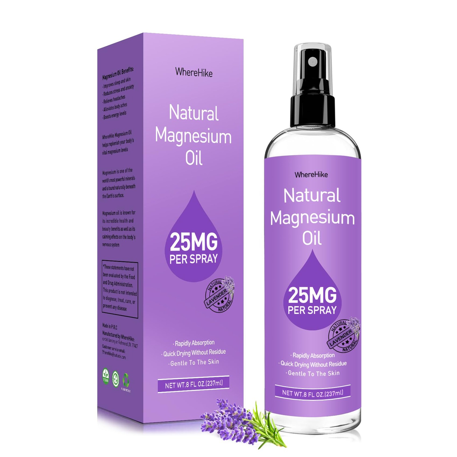 Stilip Magnesium Spray, Pure Oil Spray for 8 Fl Oz (Pack of 1)