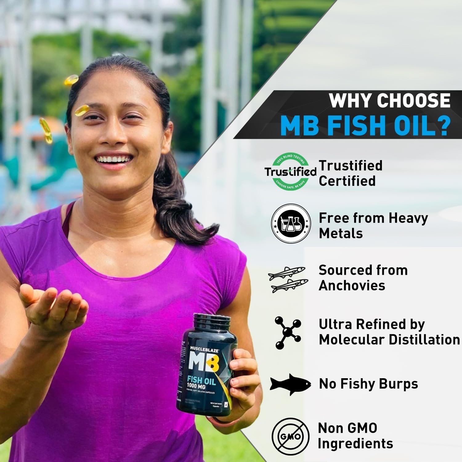 MuscleBlaze Omega 3 Fish Oil, 90 Capsules 1000mg Omega 3 ,180mg EPA & 120mg DHA