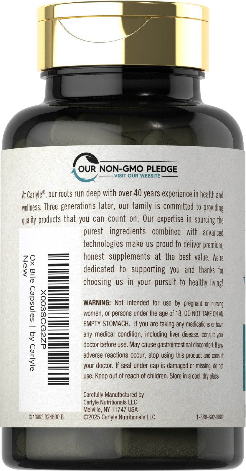 Ox Bile Supplement 500Mg 60 Capsules Digestive Enzyme Non-Gmo & Gluten Free by H