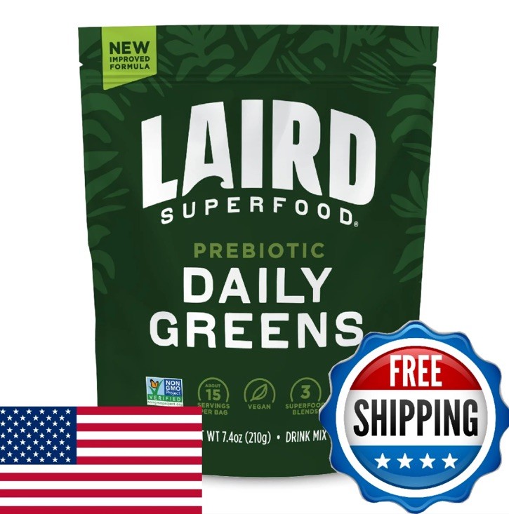 Laird Prebiotic Superfood Daily Greens – Total Size 14.8oz (7.4 oz x 2 )