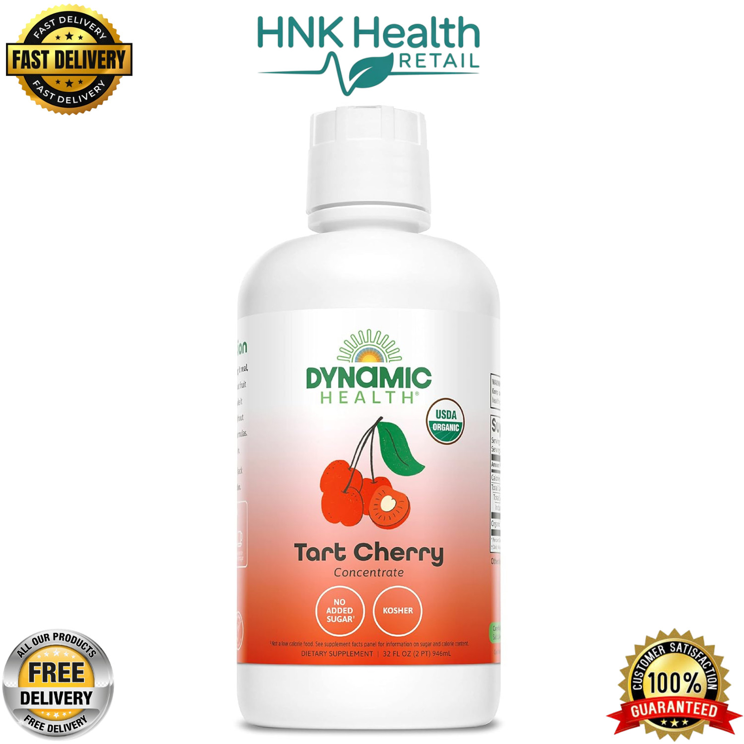 DYNAMIC HEALTH Organic 100% Tart Cherry Juice Concentrate – 32 fl oz