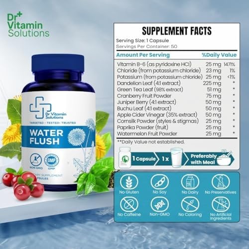 Diuretic Water Pills – Water Flush – Bloating Relief for Women & Men, Swellin…