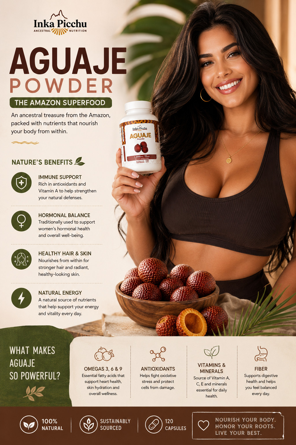 Aguaje Women’s Supplement 120 Capsules 1000mg Per Serving Femenine Support